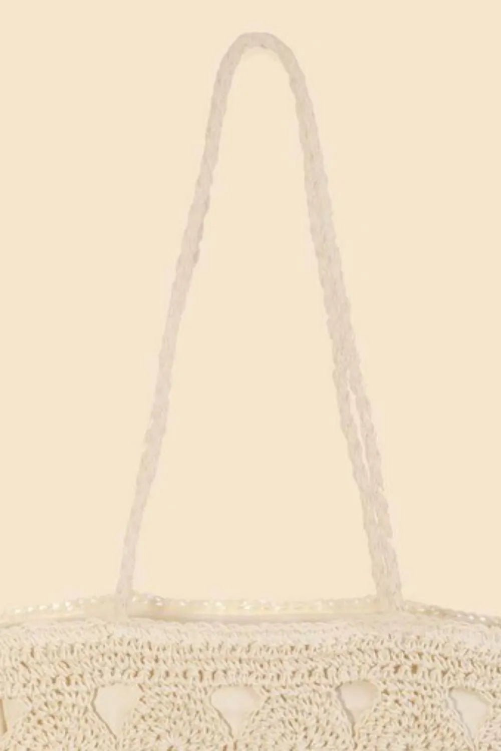 FAME ACCESSORIES - Circle Stitch Crochet Tote – Natural Ivory