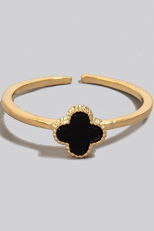 FAME ACCESSORIES - Clover Charm Dainty Adjustable Band Ring