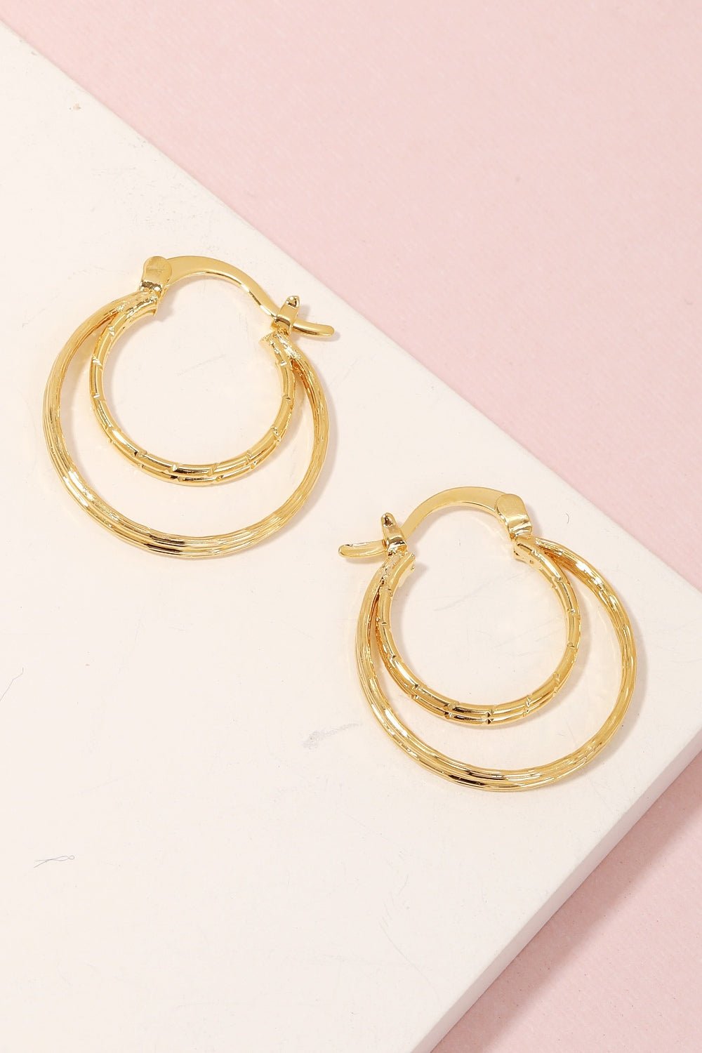 FAME ACCESSORIES - Gold Double Circle Hoop Earrings