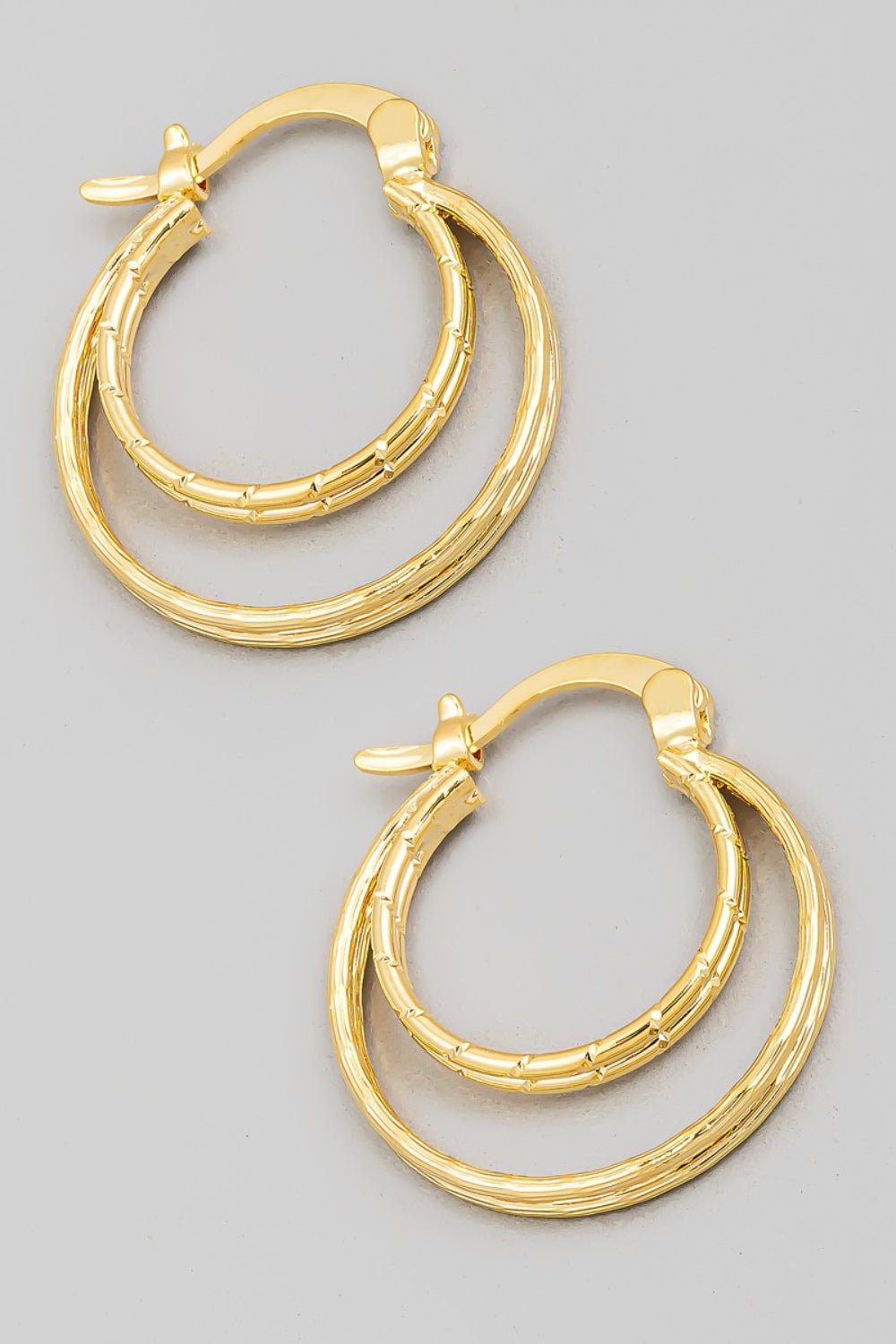 FAME ACCESSORIES - Gold Double Circle Hoop Earrings