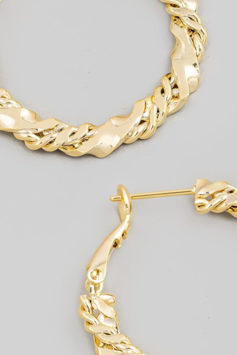 FAME ACCESSORIES - Gold Double Twist Chain Hoop Earrings