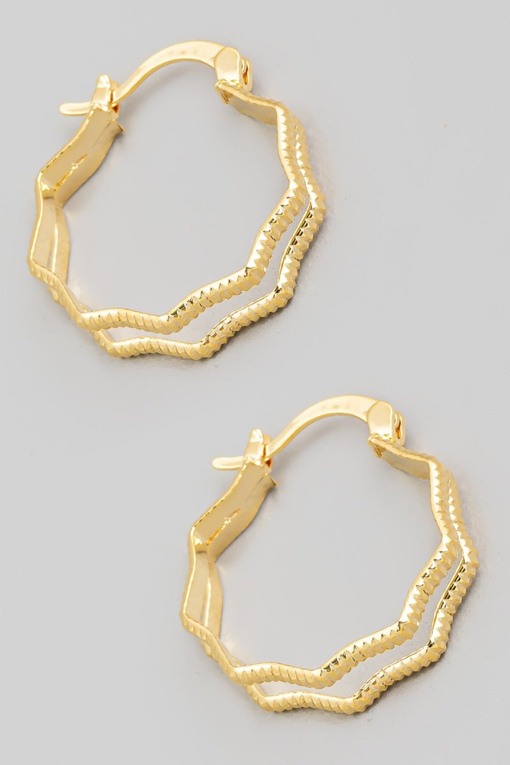 FAME ACCESSORIES - Gold Double Wavy Hoop Earrings