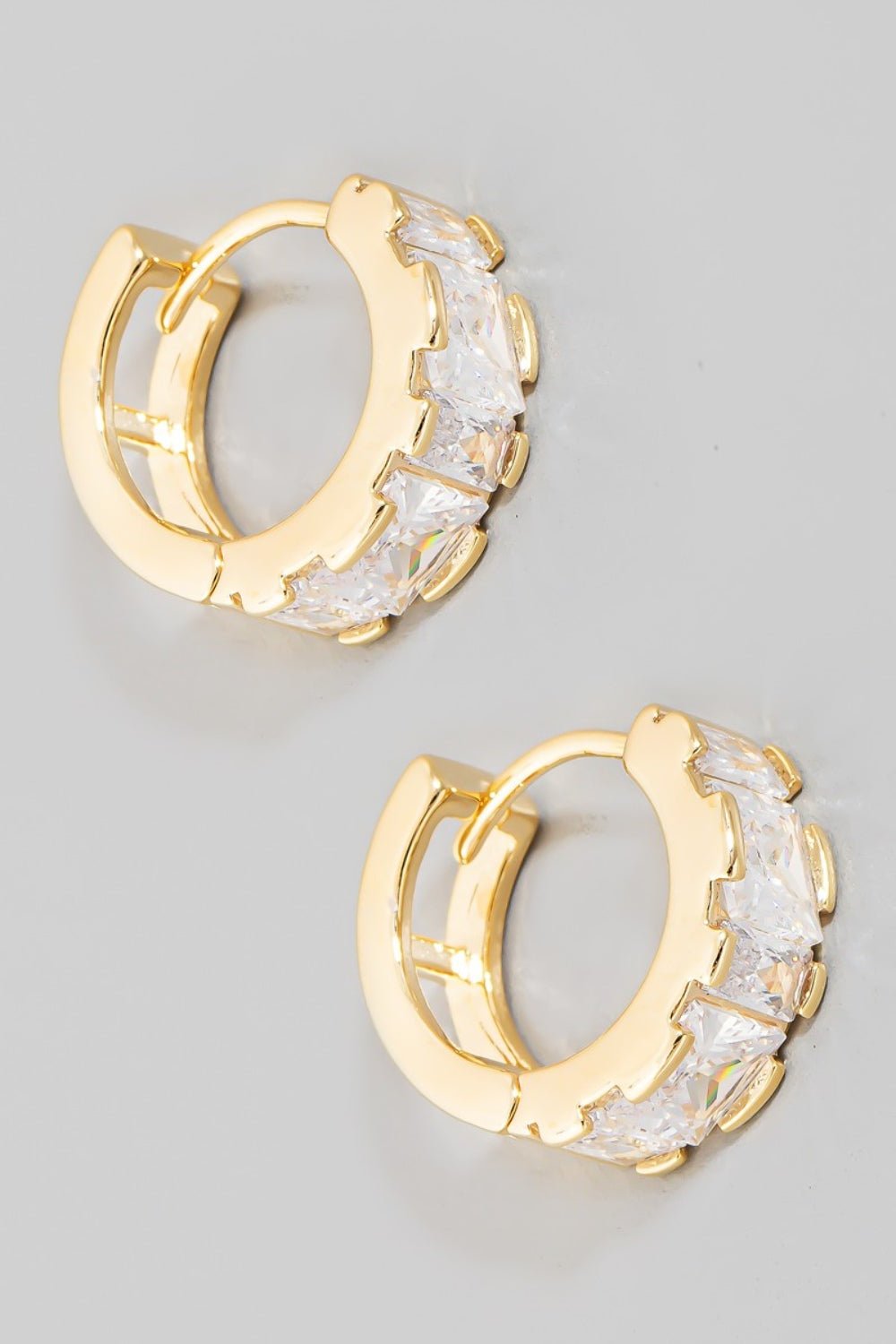 FAME ACCESSORIES - Gold Mini Rhinestone Huggie Hoop Earrings