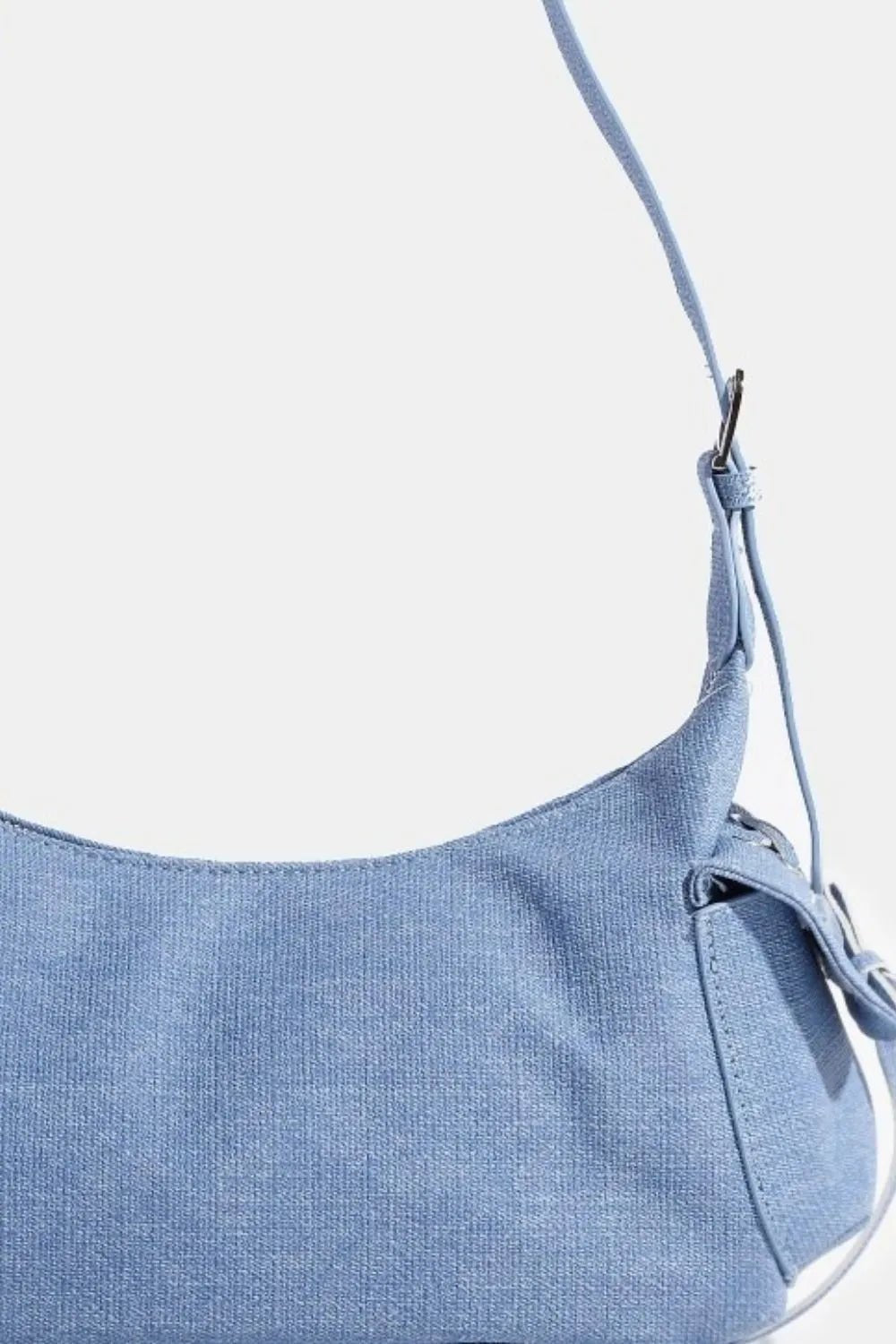 FAME ACCESSORIES - Light Blue Vegan Leather Shoulder Bag with Side Pockets