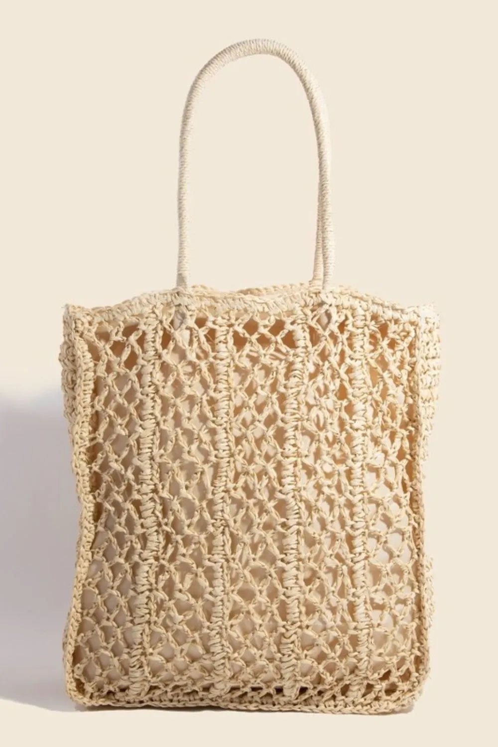 FAME ACCESSORIES - Natural Woven Macrame Tote Bag