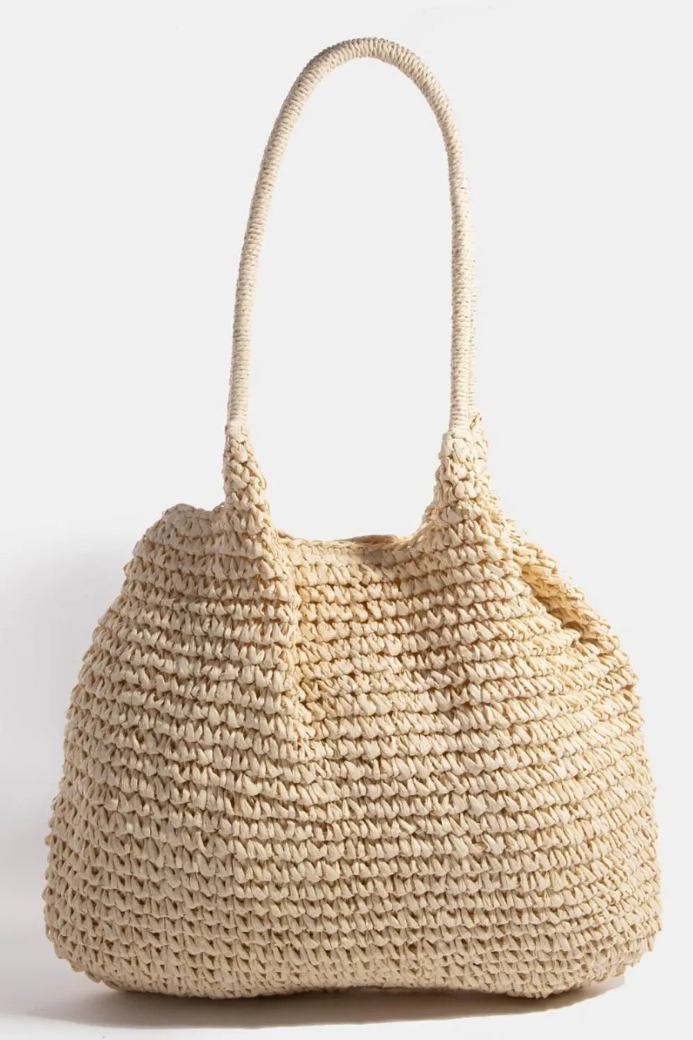 FAME ACCESSORIES - Natural Woven Straw Shoulder Tote Bag