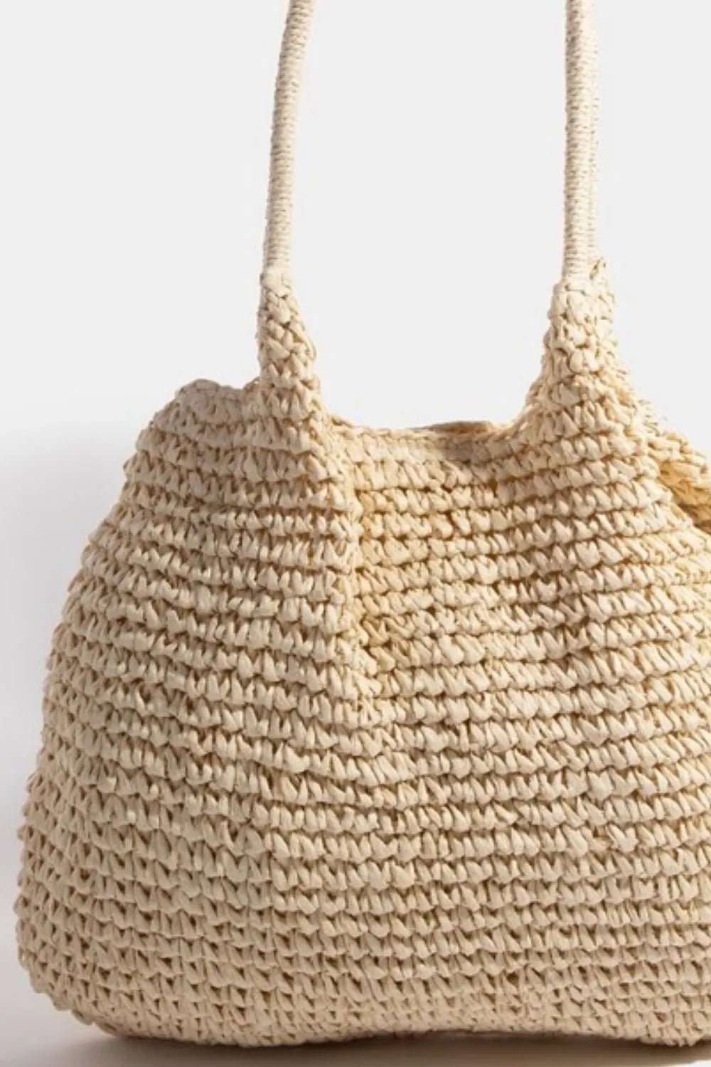 FAME ACCESSORIES - Natural Woven Straw Shoulder Tote Bag