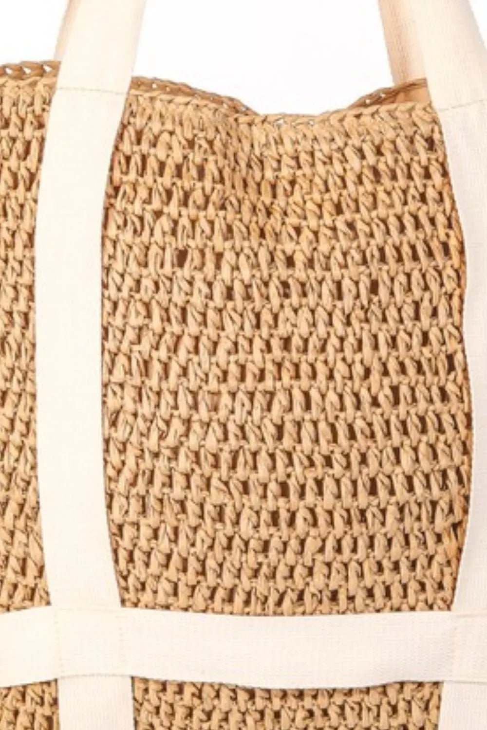FAME ACCESSORIES - Natural Woven Straw Tote with Canvas Straps