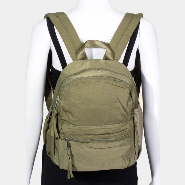 FAME ACCESSORIES - Nylon Multi Pocket Backpack