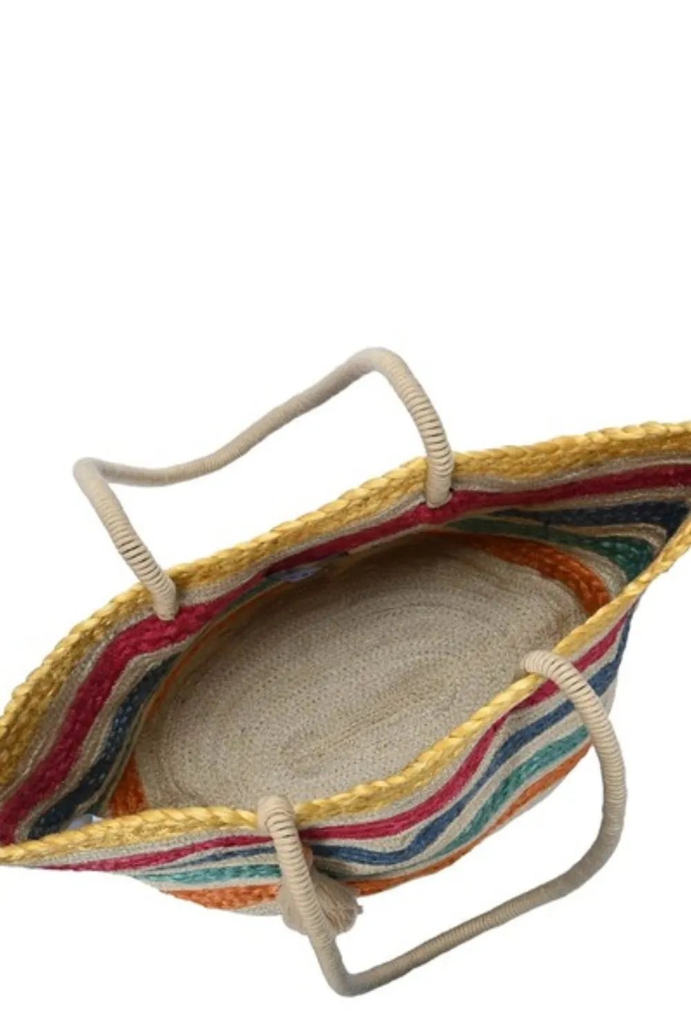 FAME ACCESSORIES - Rainbow Sunset Waves Straw Tote