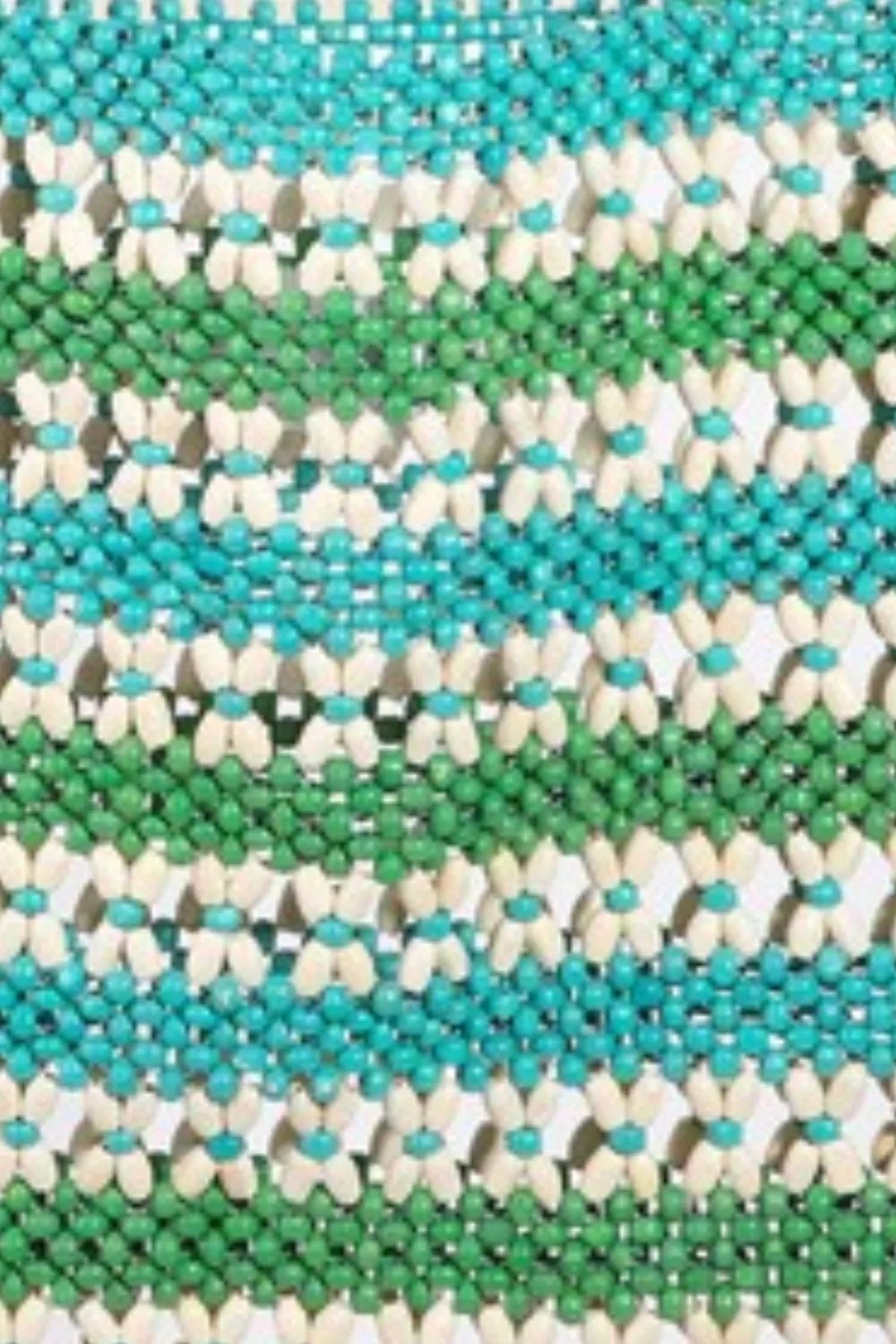 FAME ACCESSORIES - Seaside Stripe Beaded Tote – Aqua & Green