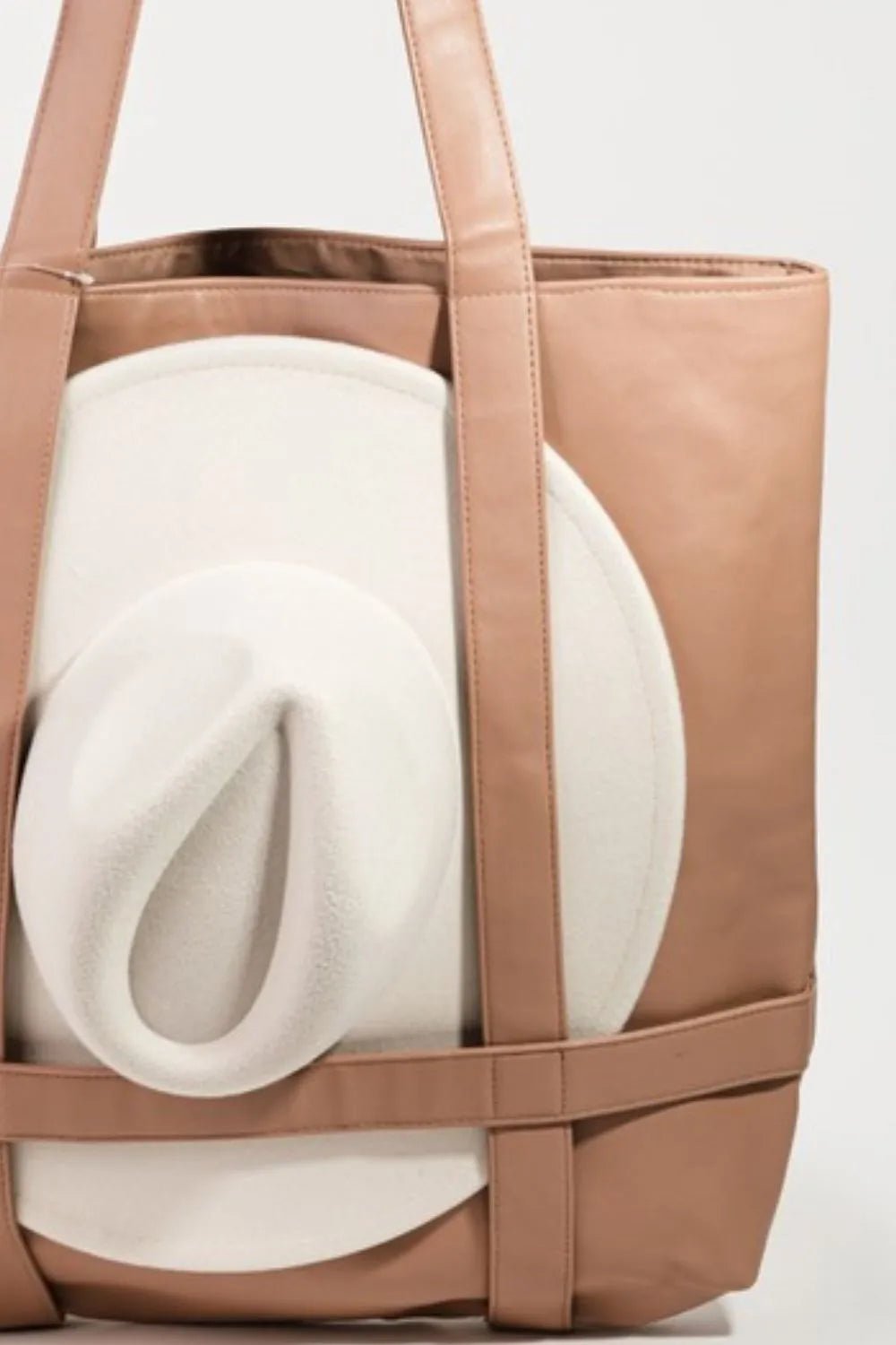 FAME ACCESSORIES - Taupe Hat Holder Tote Bag
