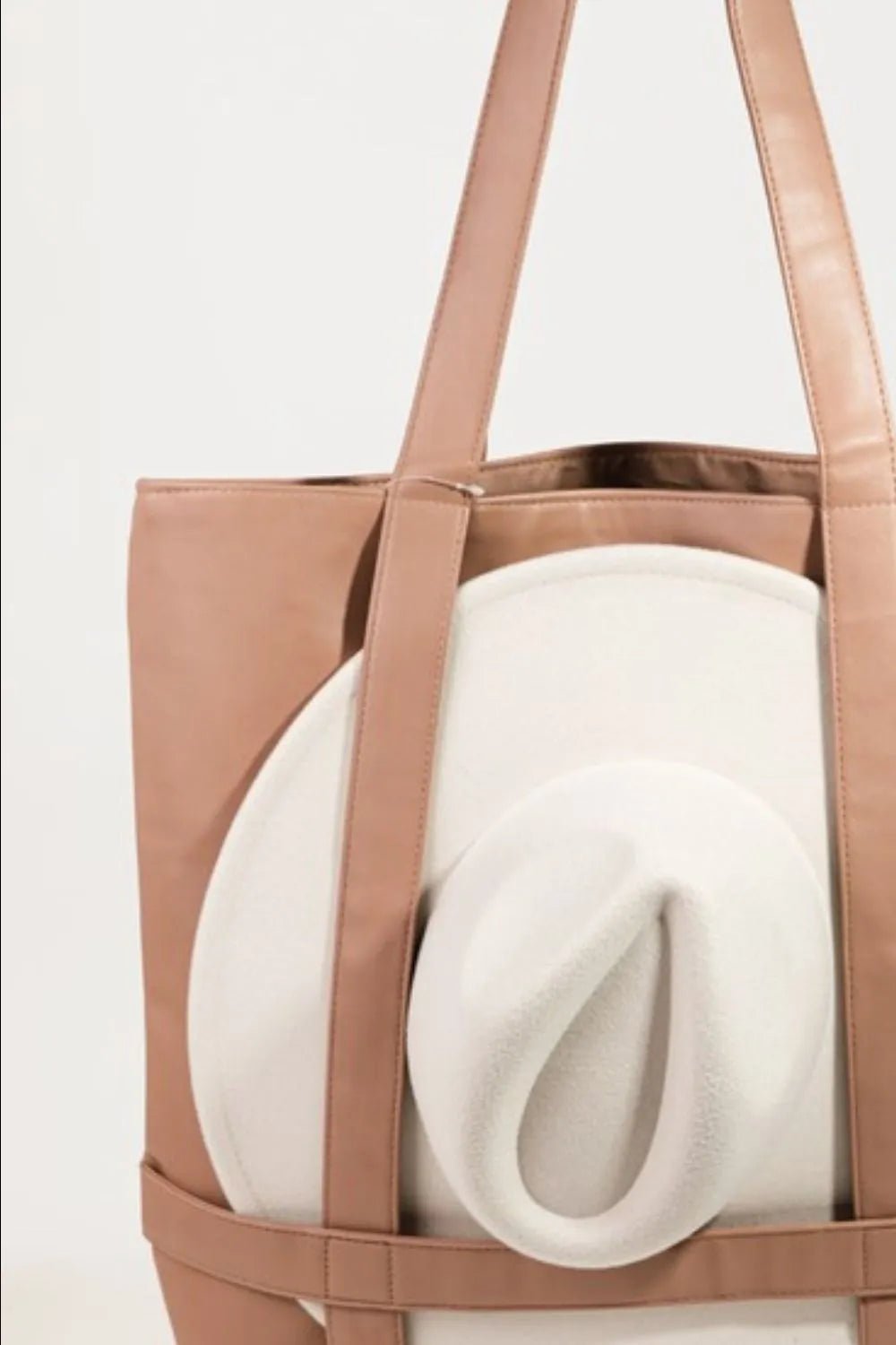 FAME ACCESSORIES - Taupe Hat Holder Tote Bag