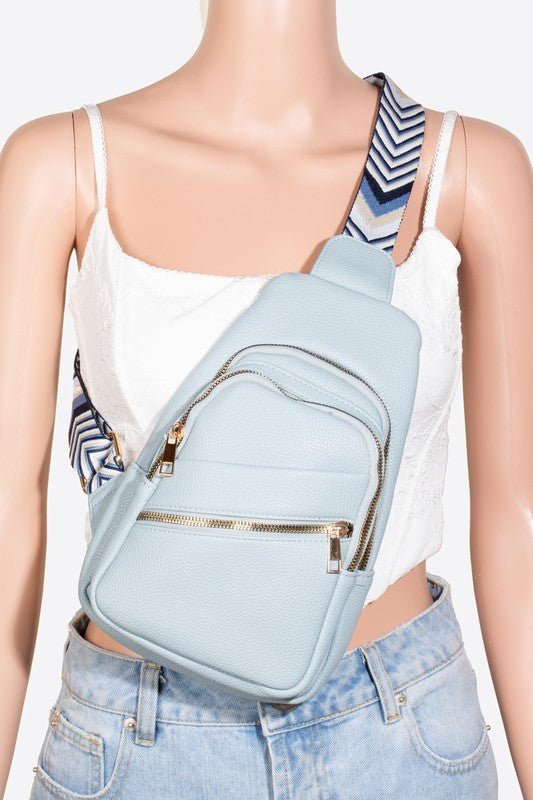 FAME ACCESSORIES - Vegan Leather Chevron Strap Crossbody Bag