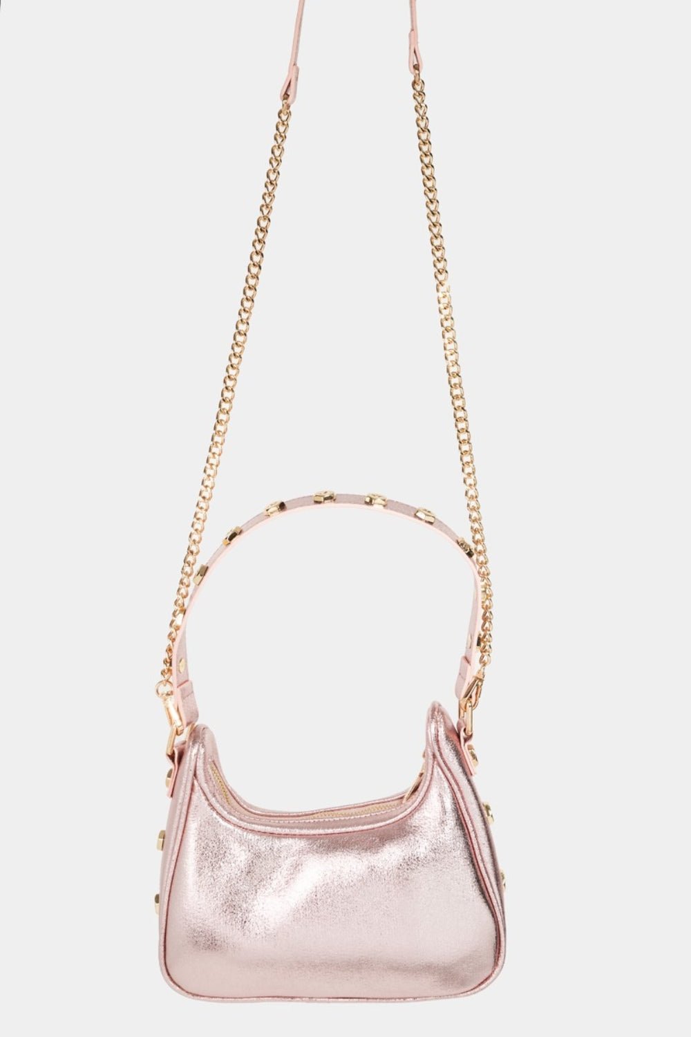 FAME ACCESSORIES - Vegan Leather Star Button Trim Hobo Bag in Pink