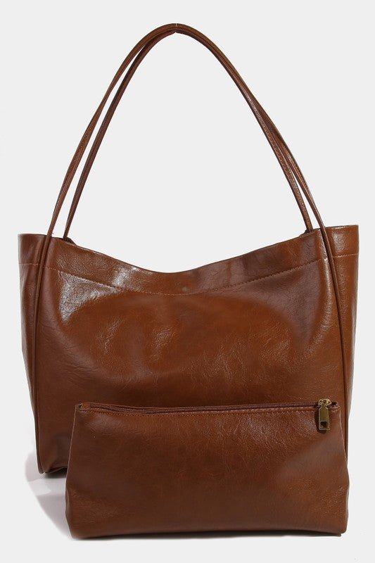 FAME ACCESSORIES - Vegan Leather Tote Bag Set