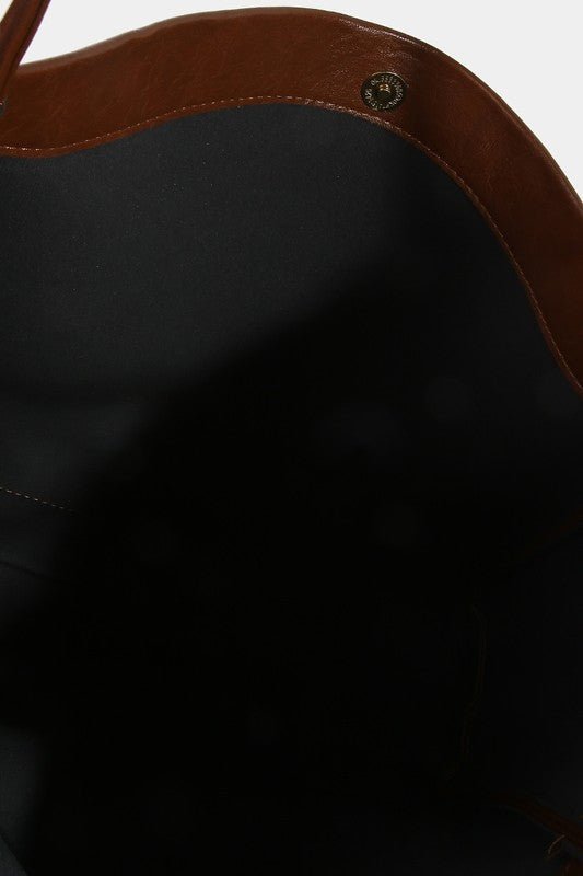 FAME ACCESSORIES - Vegan Leather Tote Bag Set