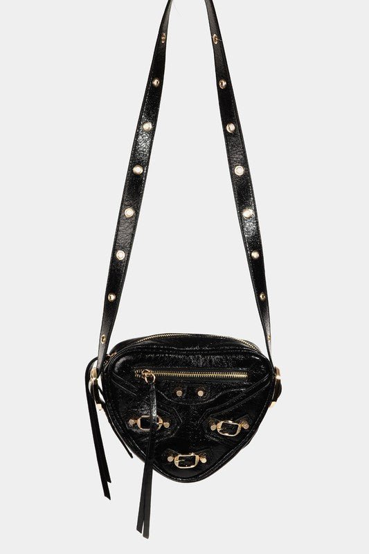 FAME ACCESSORIES - Vegan Leather Triangle Crossbody Bag