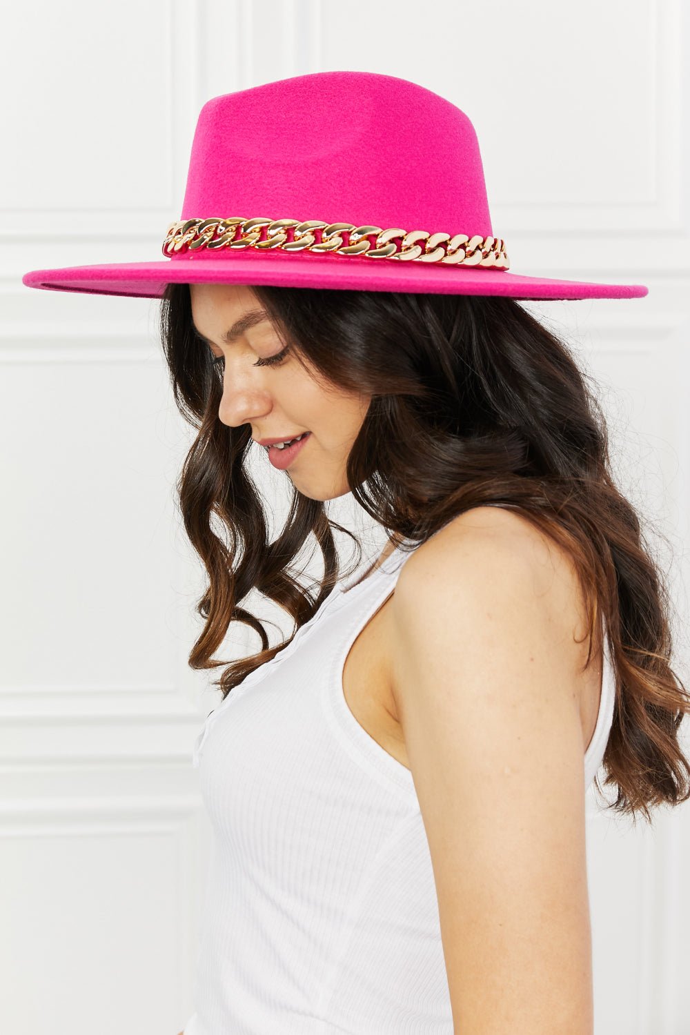 FAME ACCESSORIESFedora Hat in Pink