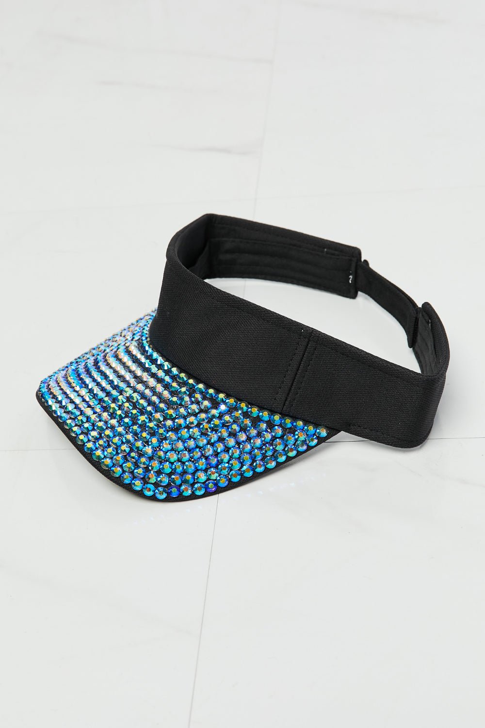 FAME ACCESSORIESRhinestone Visor in Sky Blue