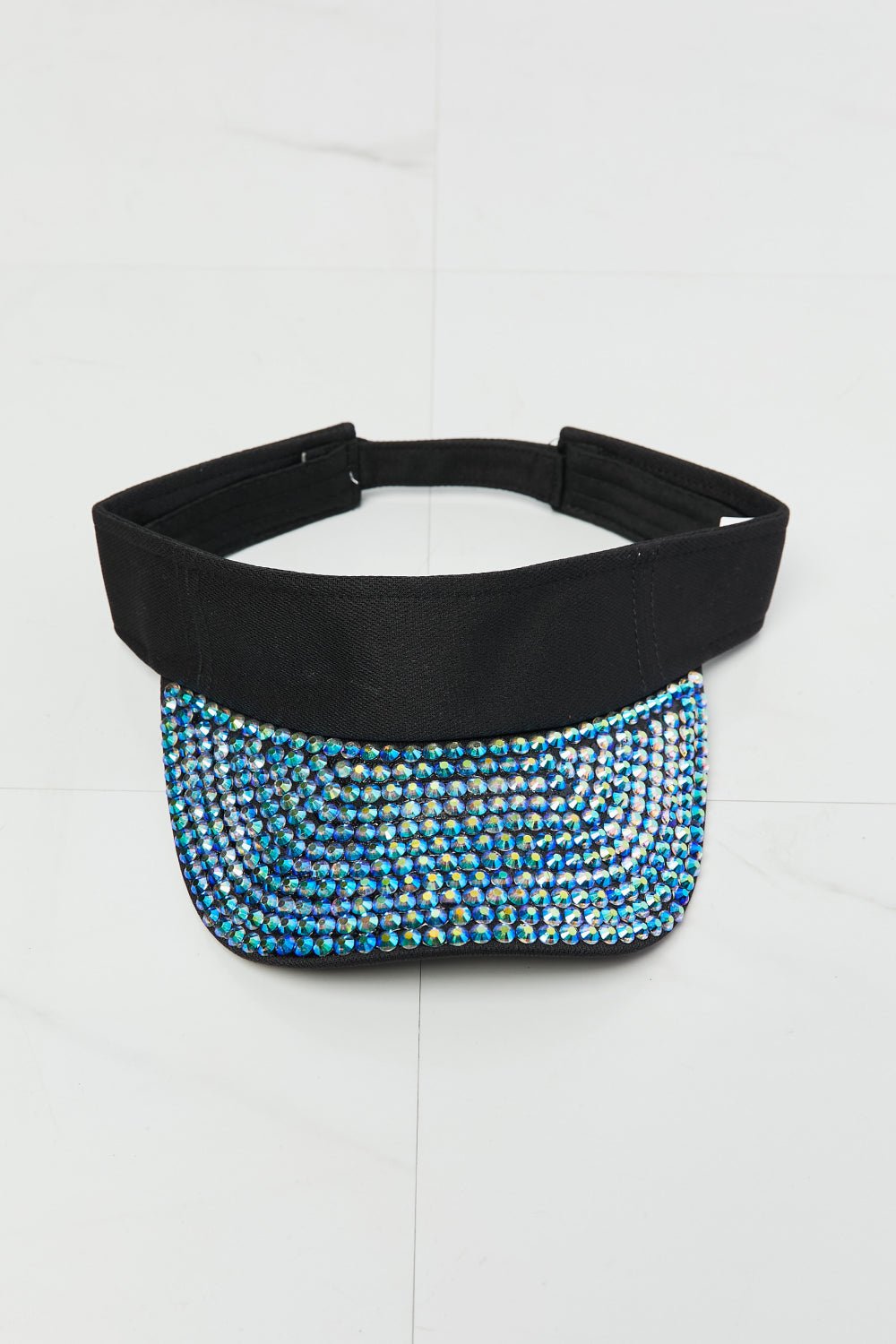 FAME ACCESSORIESRhinestone Visor in Sky Blue