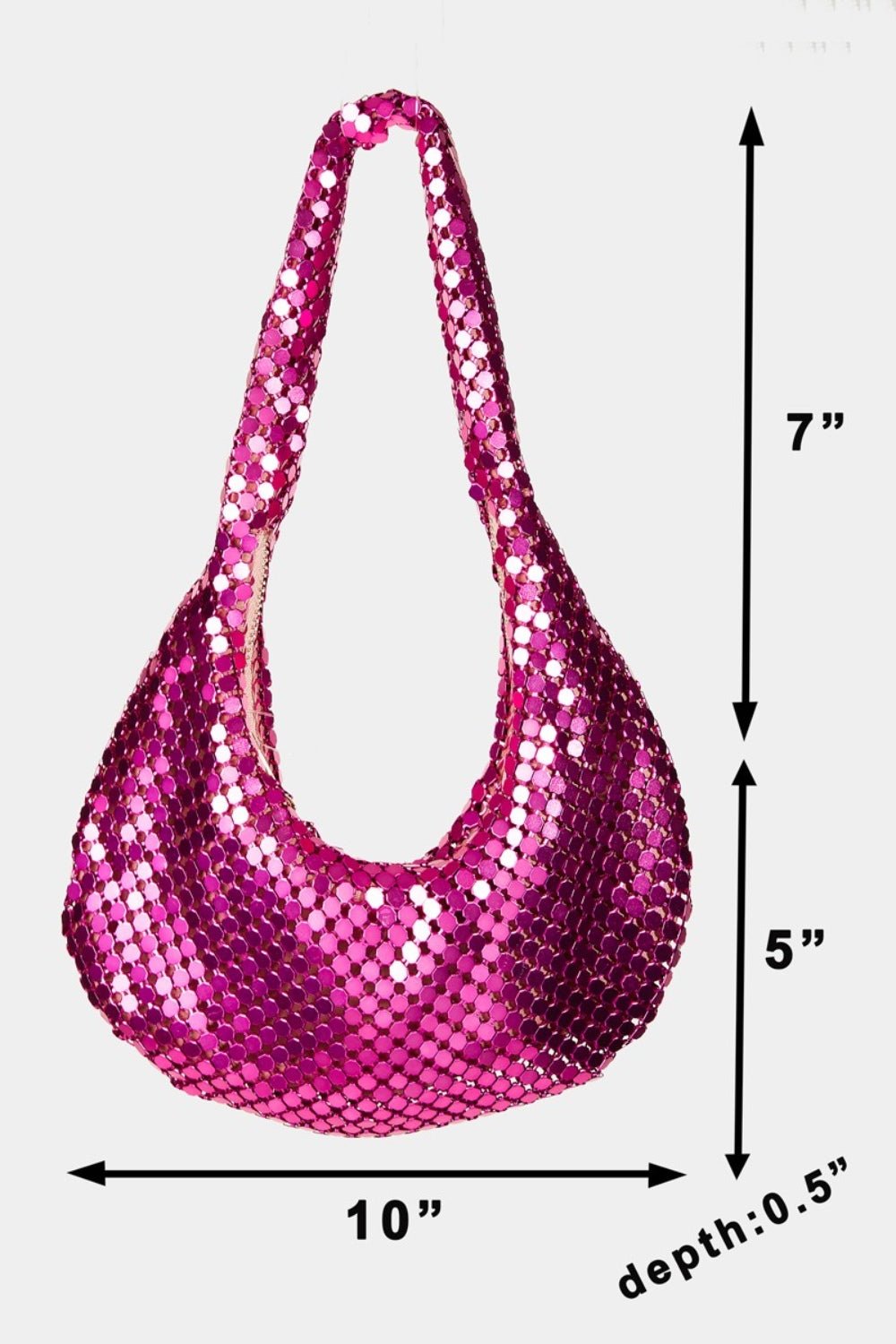 FAME ACCESSORIESSequin Disc Handbag in Pink