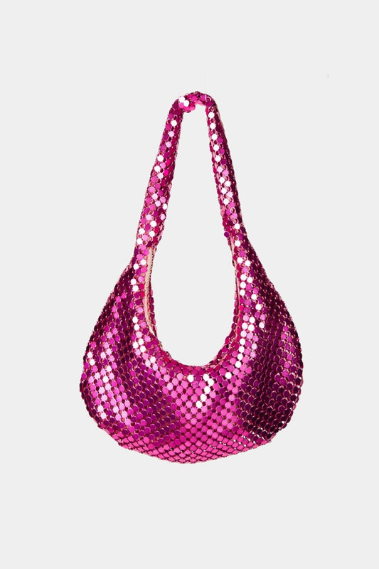 FAME ACCESSORIESSequin Disc Handbag in Pink