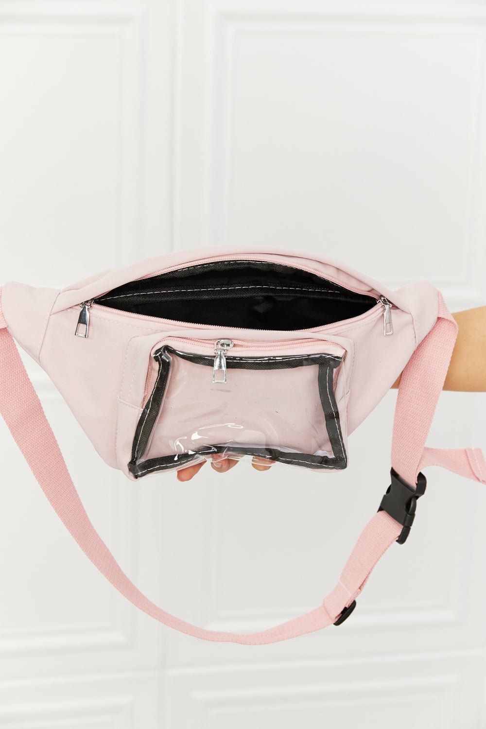 FAME ACCESSORIESWaist Sling Bag in Blush Pink