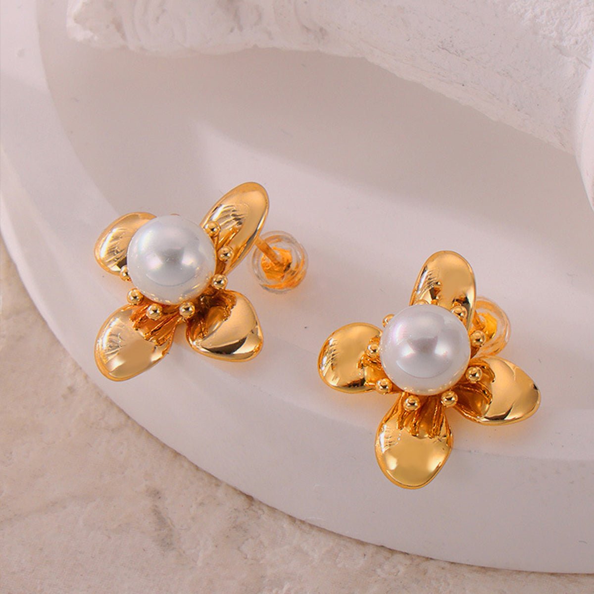 Faux Pearl Flower EarringsEarringsBeach Rose Co.