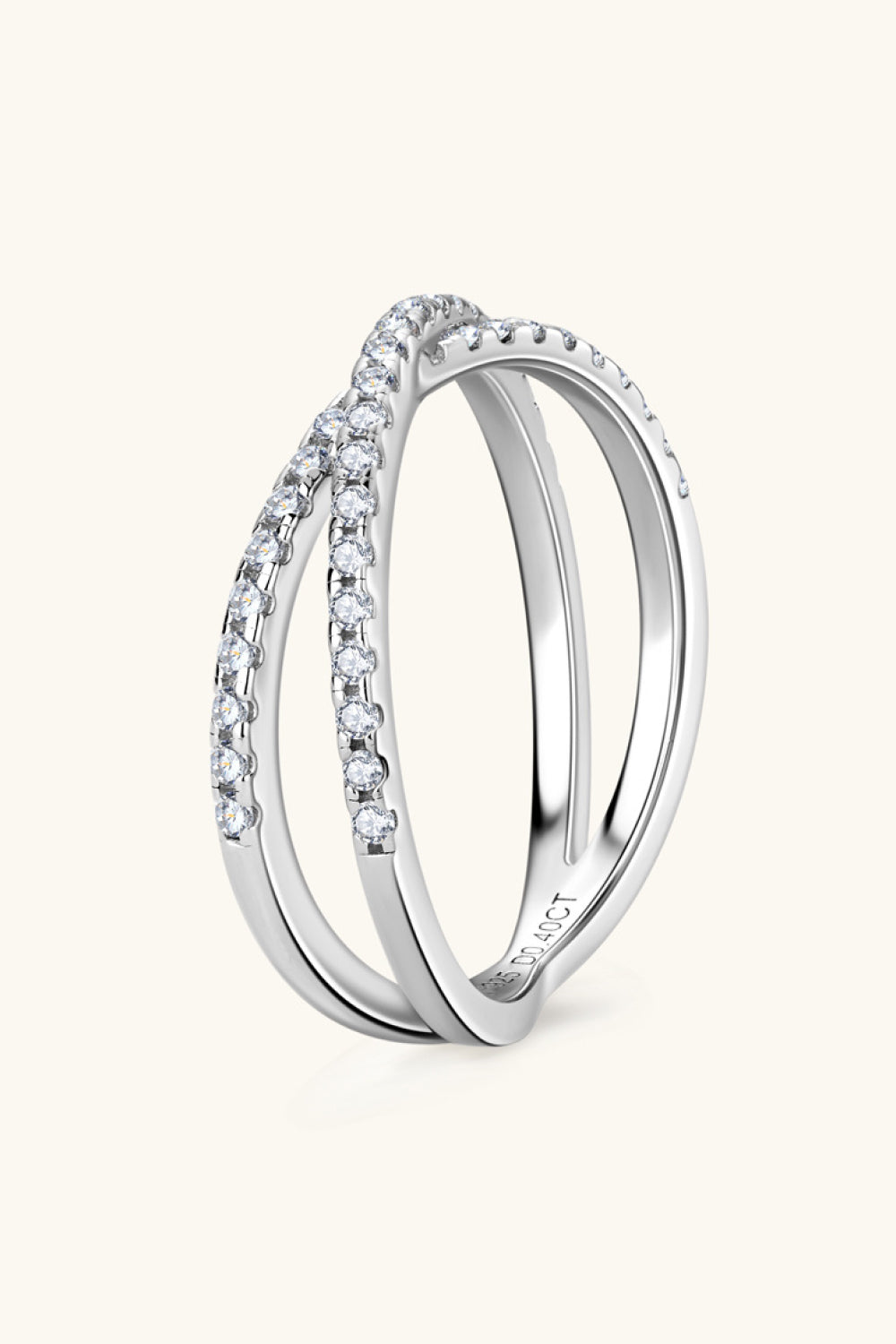 Silver Moissanite Crisscross Ring