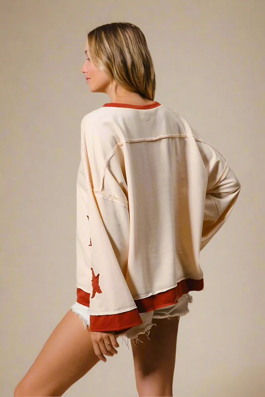 Cream & Rust Star Patch Sweatshirt