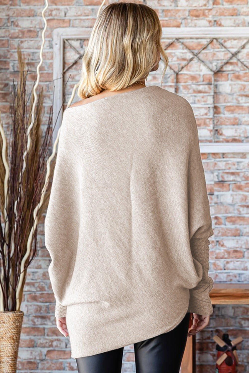 First Love - Asymmetrical Hem Dolman Sleeve Sweater in Oatmeal