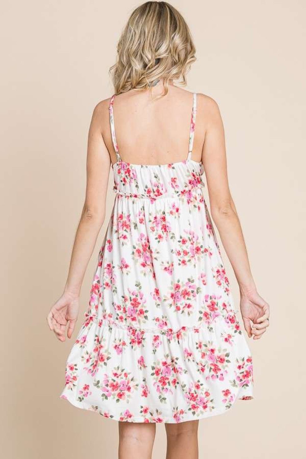 Floral Frill Sleeveless Mini Cami Dress in IvoryMini DressCulture Code