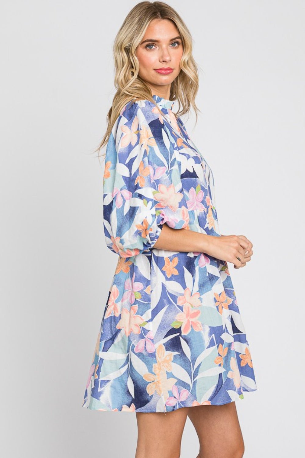 Floral Print Mini Dress in Blue MultiMini DressGeeGee