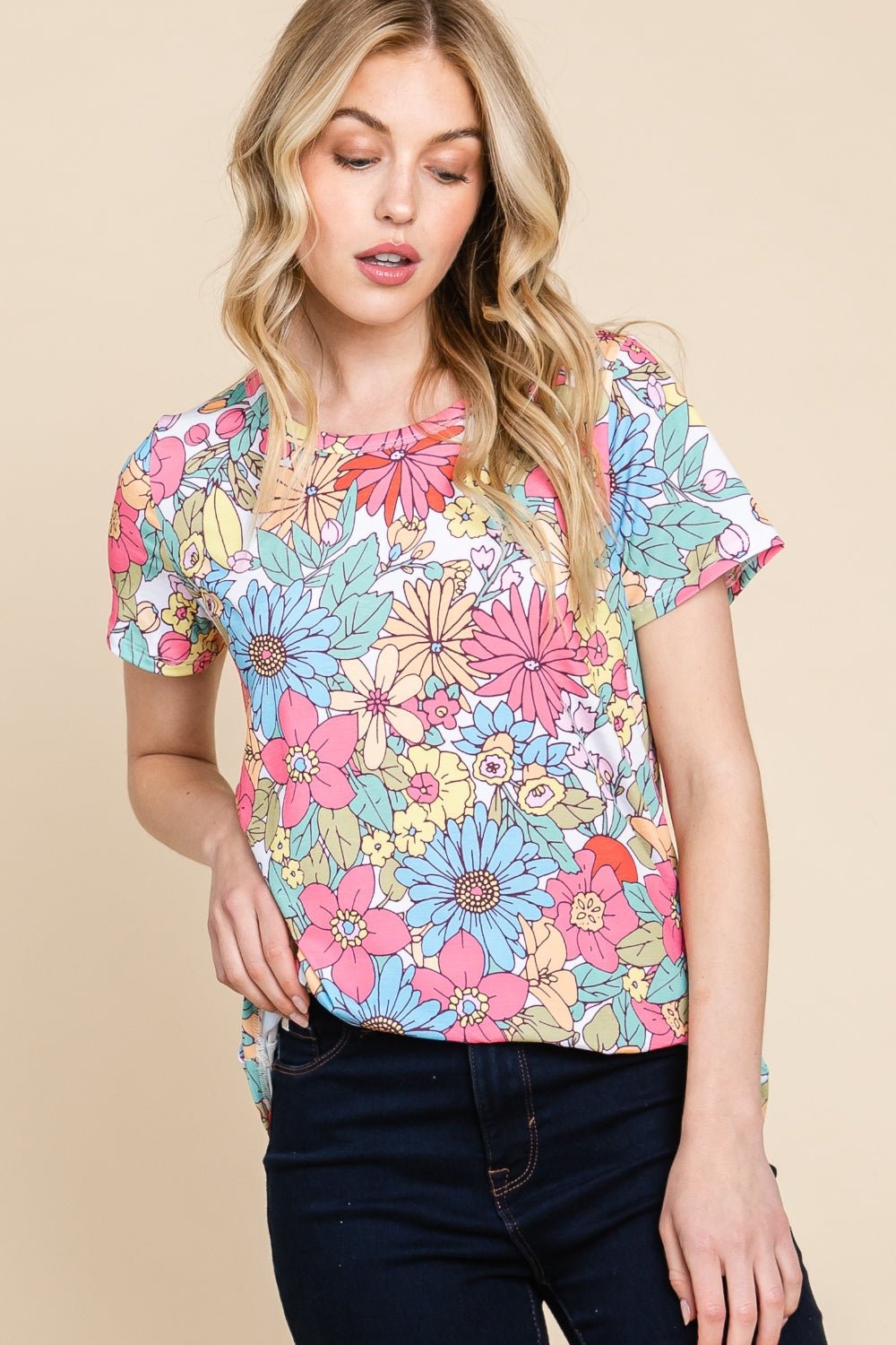 Floral Short Sleeve T-ShirtT-ShirtBOMBOM
