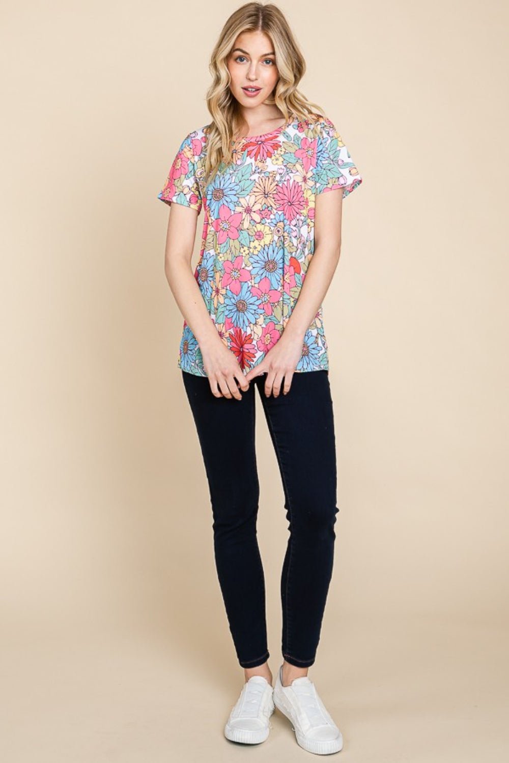 Floral Short Sleeve T-ShirtT-ShirtBOMBOM