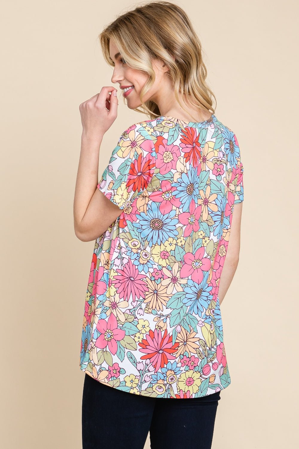 Floral Short Sleeve T-ShirtT-ShirtBOMBOM