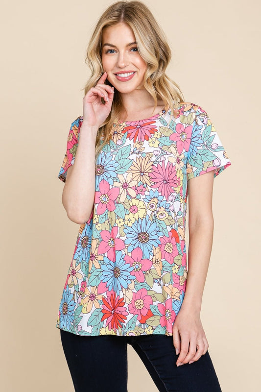 Floral Short Sleeve T-ShirtT-ShirtBOMBOM