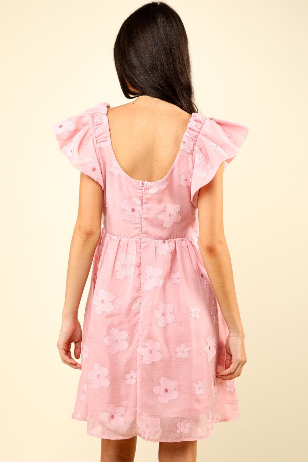 Flower Embroidered Organza Mini Dress in PinkMini DressVery J