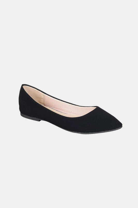 Forever Link - Black Pointy Toe Slip On Flats