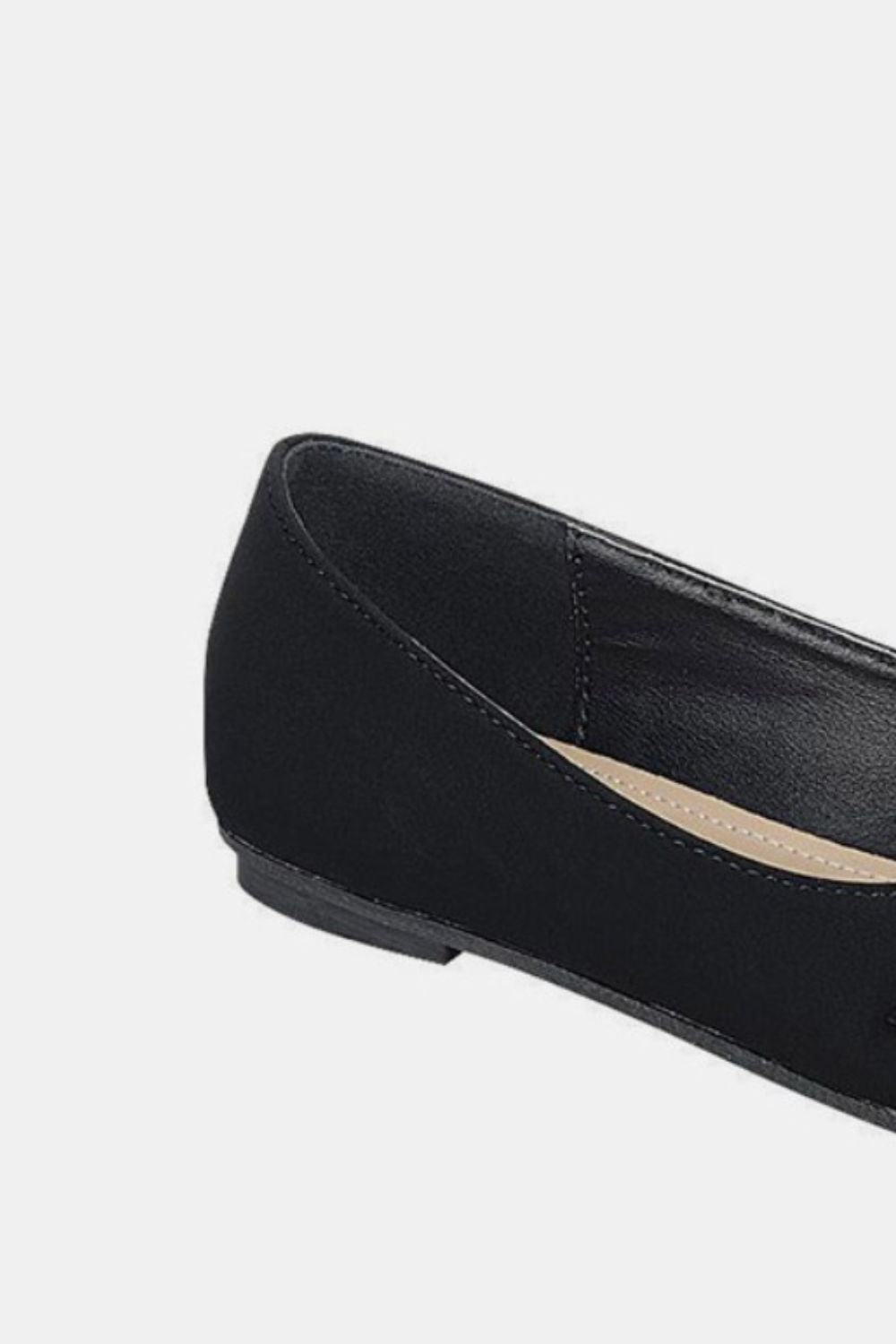 Forever Link - Black Vegan Leather Rhinestone Buckle Ballet Flats