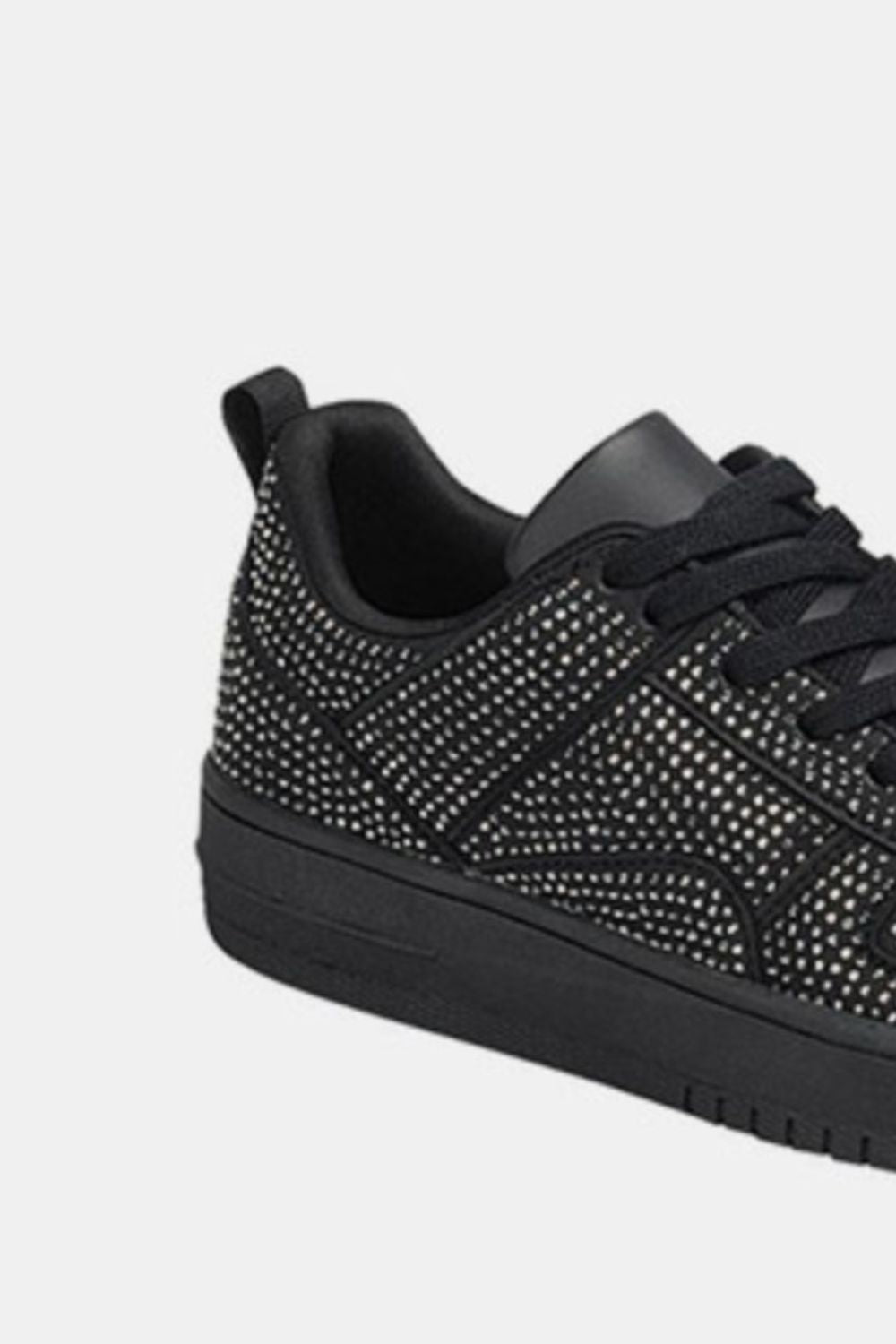 Forever Link - Black Vegan Leather Rhinestone Platform Sneakers