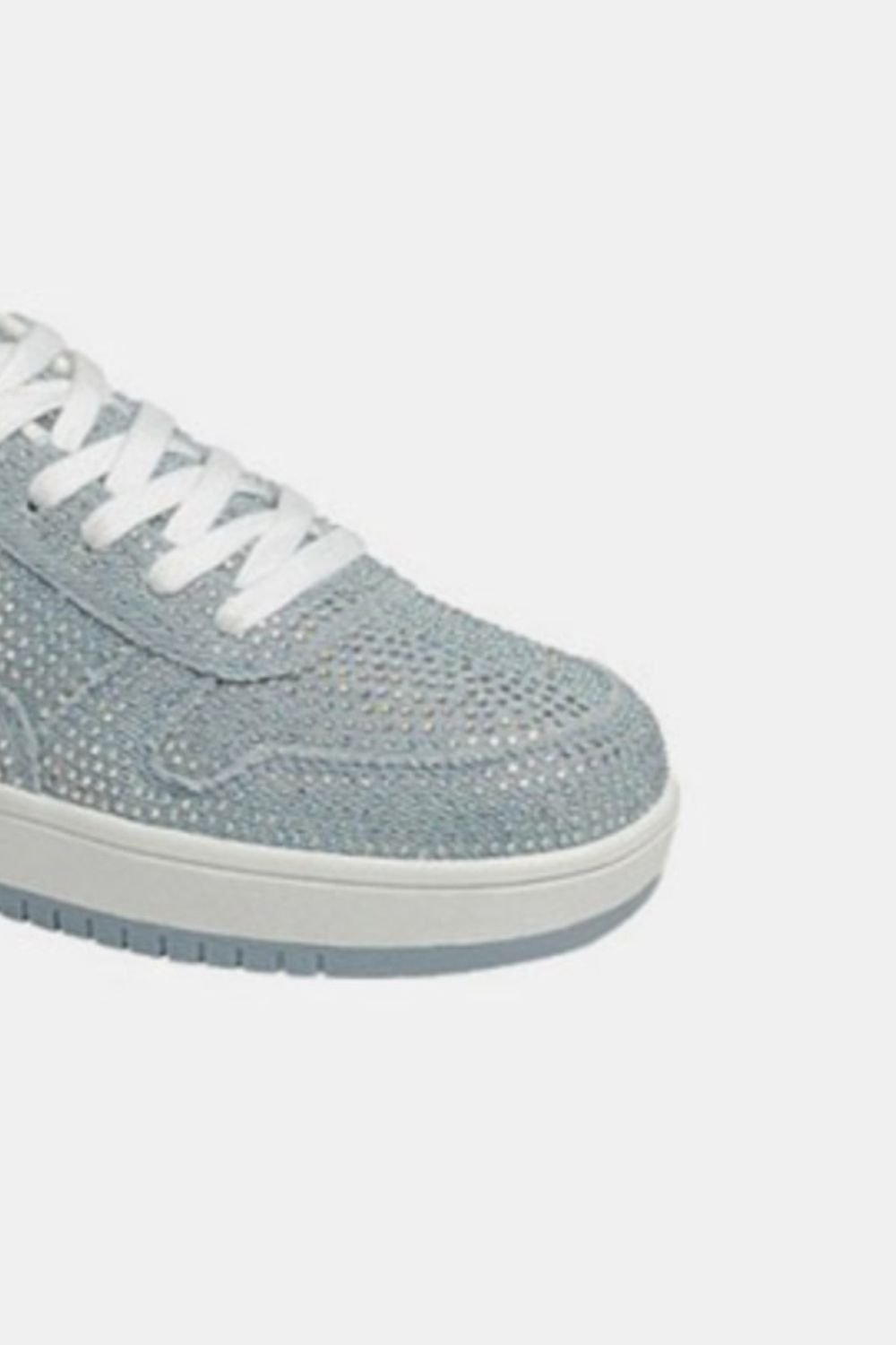 Forever Link - Vegan Leather Rhinestone Platform Sneakers in Blue Denim