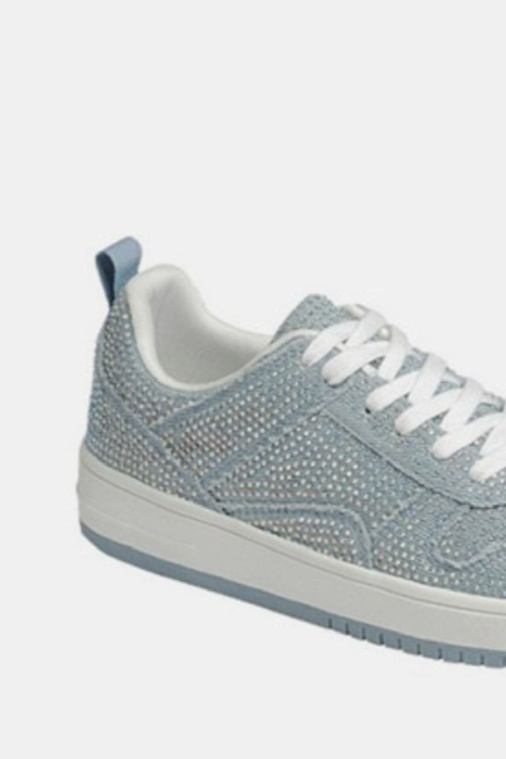 Forever Link - Vegan Leather Rhinestone Platform Sneakers in Blue Denim