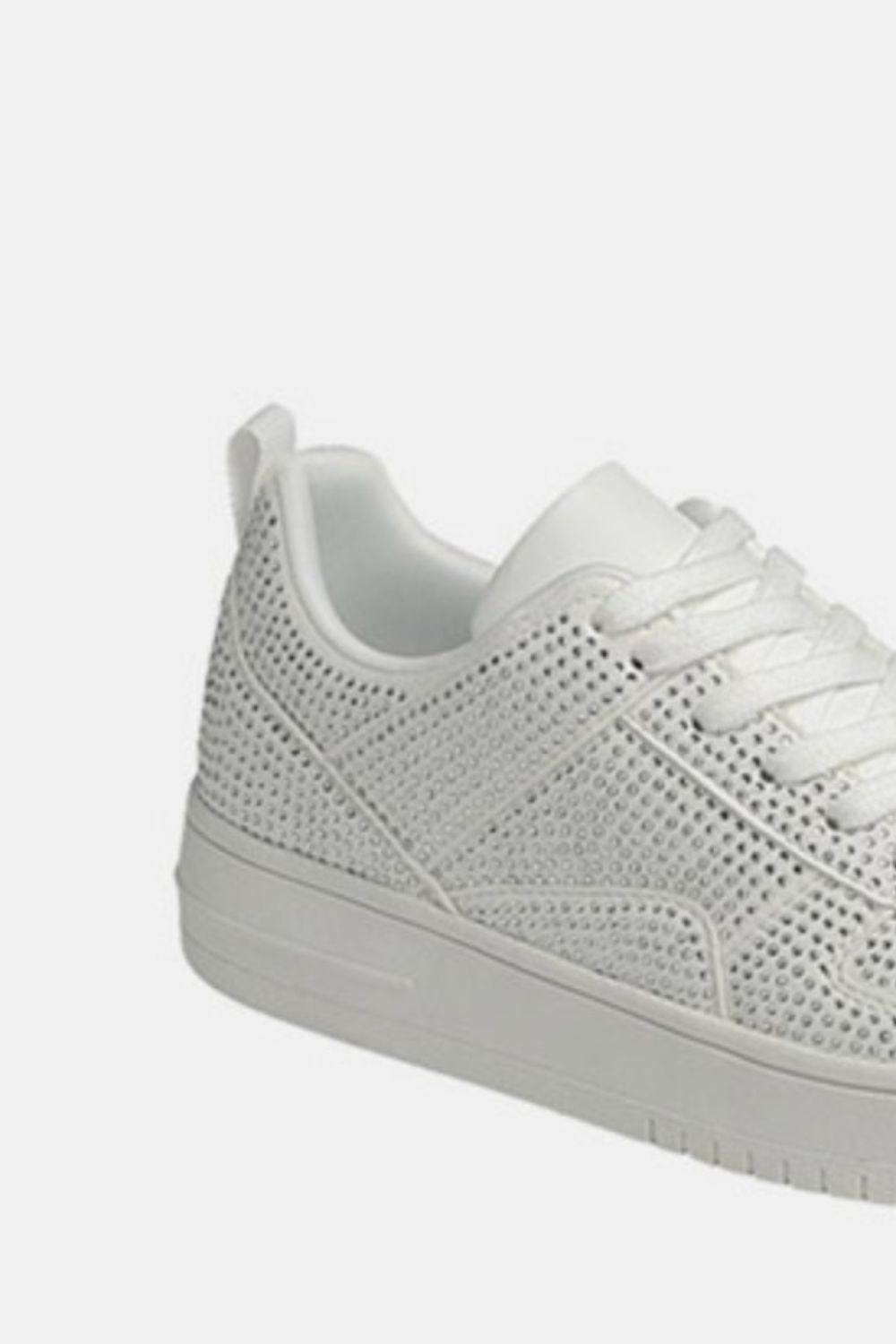 Forever Link - White Vegan Leather Rhinestone Platform Sneakers