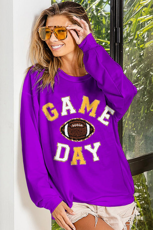 Game Day Graphic Football Sweatshirt in Purple & GoldSweatshirtBiBi