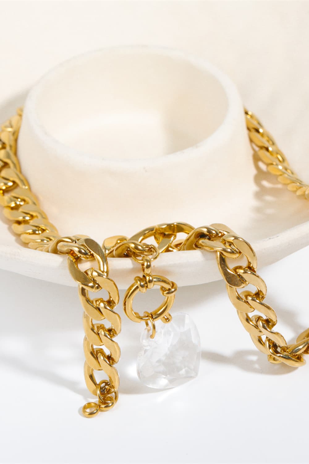 Gold Acrylic Heart Pendant Curb Chain NecklaceNecklaceBeach Rose Co.