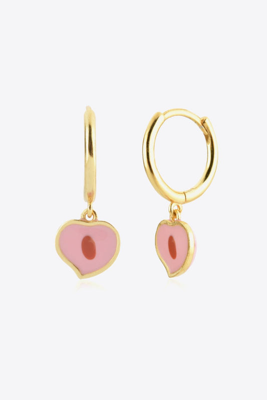 Gold & Blush Pink Heart Drop Huggie EarringsEarringsBeach Rose Co.