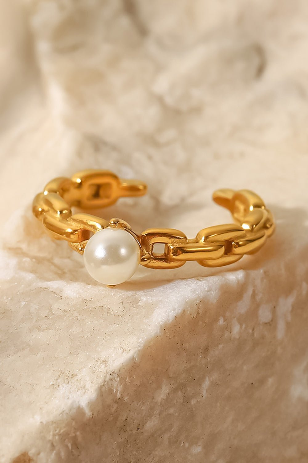 Gold Faux Pearl Adjustable RingRingBeach Rose Co.