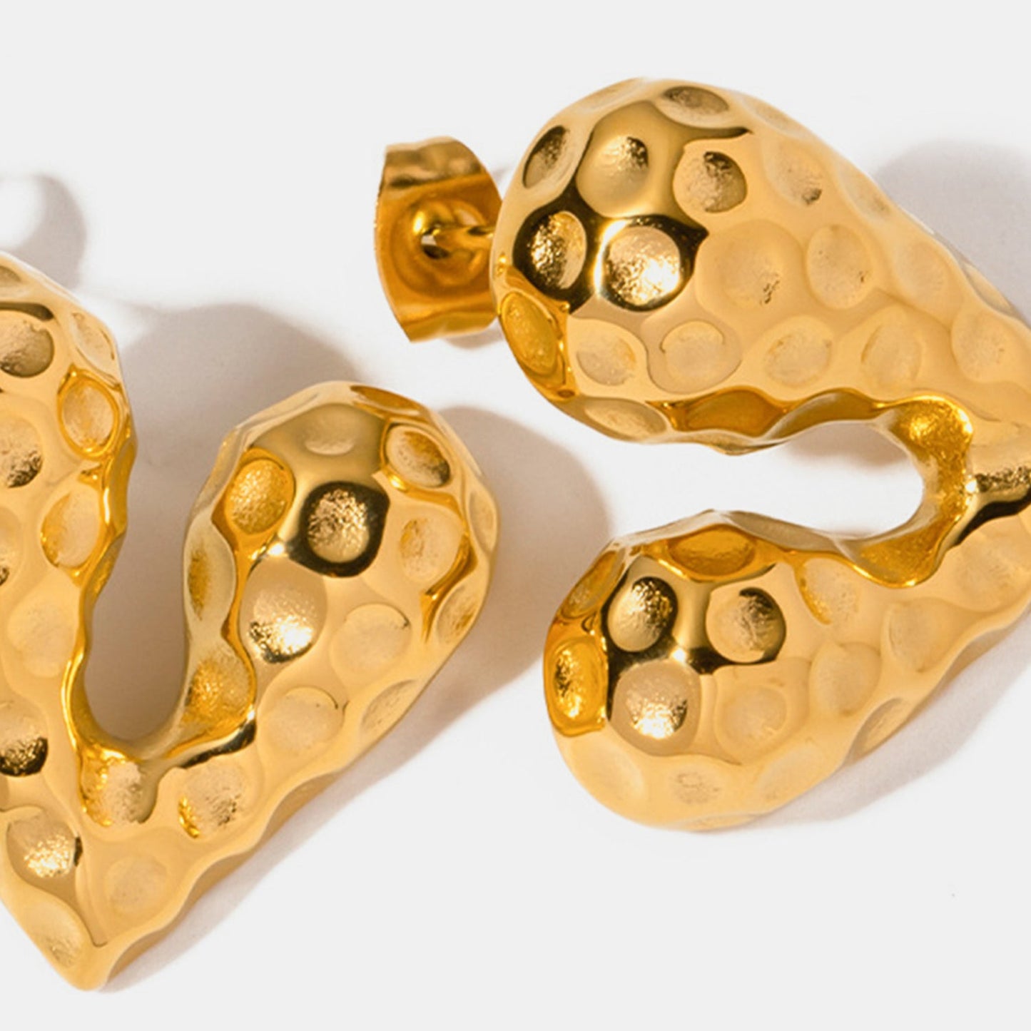 Gold Hammered Heart Shape Stud EarringsEarringsBeach Rose Co.
